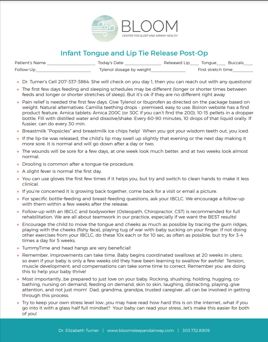 Infant Tongue and Lip-Tie Release Post-Op Infant Tongue and Lip-Tie Release Post-Op
